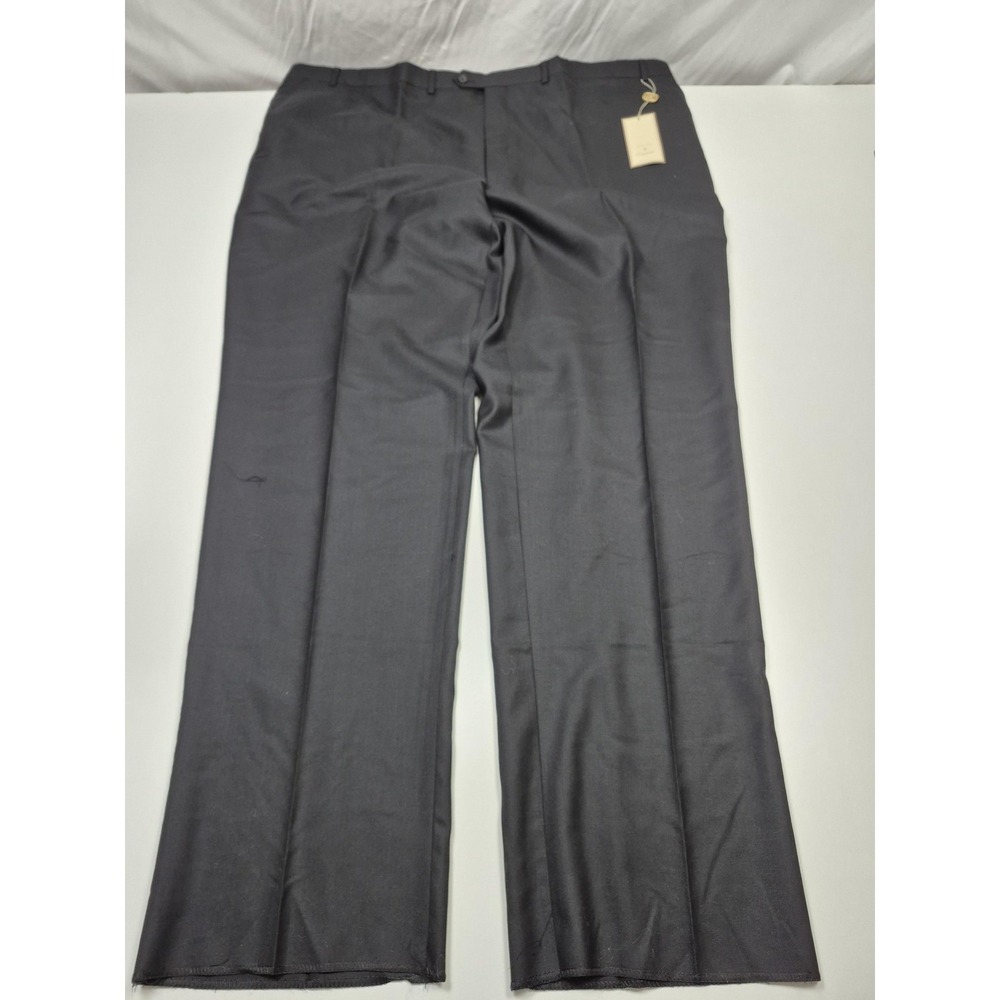 Peerless Couture International Wool Dress Pants Mens 50x36 Black Flat Front NWT